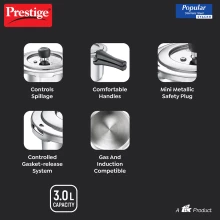 Prestige 3L Popular Stainless Steel Pressure Cooker SVACHH (PCP30-SS-SV) Thumbnail 4