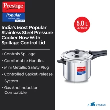 Prestige 5L Popular Stainless Steel Pressure Cooker SVACHH (PCP50-SS-SV) Thumbnail 2
