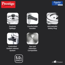 Prestige 5L Popular Stainless Steel Pressure Cooker SVACHH (PCP50-SS-SV) Thumbnail 3