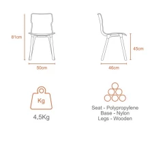 PHOENIX Duo Wood Chair - Ruby Color (PF-DUO-WOOD-RB-S) Thumbnail 3