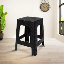 PHOENIX Rattan Plastic Stool - Black (RTN-ST-BL)