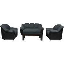 Dune Sofa - Black PVC And Grey Micro Fabric Thumbnail 2