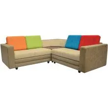 Legend Sectional Sofa - Brown Base And Red, Blue, Orange And Green Back Cushions Thumbnail 2