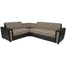 Levon Sectional Sofa - Brown PVC And Light Brown Flocking Fabric Thumbnail 2