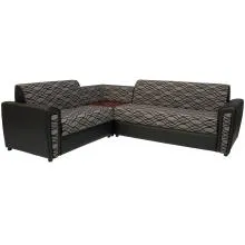 Levon Sectional Sofa - Black PVC And Grey Colour Flocking Fabric Thumbnail 2