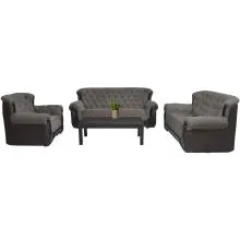 Kingston Fabric Sofa - Brown PVC And Fabric Thumbnail 2