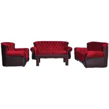Kingston Fabric Sofa - Maroon PVC And Fabric Thumbnail 2