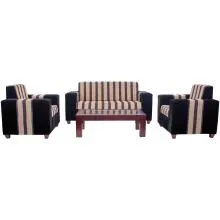 Monaco Sofa - Black And Light Beige Striped Fabric