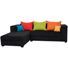Winter Sectional Sofa - Black Base And Green, Orange And Maroon Back Cushions Fabrics Thumbnail 2