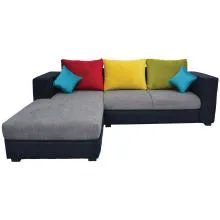 Winter Sectional Sofa - Black And Grey Base And Green, Yellow And Maroon Back Cushions Thumbnail 2