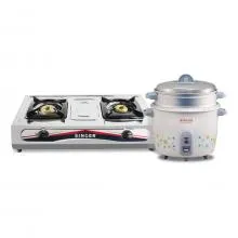 Singer Rice Cooker 1.8L (SRC-1018HS) + Double Burner Table Top Gas Cooker (STT-200K)