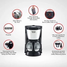 Tefal Compact Apprecia Coffee Maker - 0.6 Liters, 6-Cup, 600W, Metallic Grey (TF-CM-APR737) Thumbnail 3