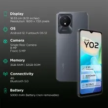 VIVO Y02 (3GB / 32GB) (Cosmic Grey) Thumbnail 4