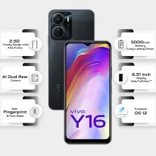 VIVO Y16 (4GB / 64GB) (Stellar Black) Thumbnail 6
