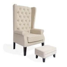 Abbey High Back Wing Chair (Beige) - WF-ABBEY-ACHR-BG-S Thumbnail 3