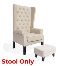 Abbey High Back Wing Chair Foot Stool Only (Beige) - WF-ABBEY-ST-BG-S Thumbnail 2