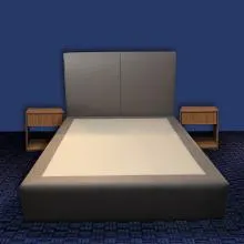 Sleep Center Queen Size Fabric Complete Bed Set - WF-SCBED2-78x60 (Beige)