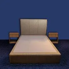 Sleep Center Queen Size Fabric Complete Bed Set - WF-SCBED3-78x60 (Beige)
