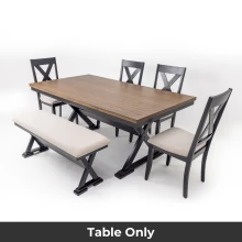 Marcy Dining Table - 6 Seater - Table Only (Antique Brown/Black) - WFI-MARCY-TBL-S Thumbnail 3