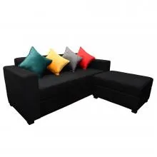 Rio L Sofa With Ottoman - RIO-01 (Black) Thumbnail 2