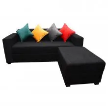Rio L Sofa With Ottoman - RIO-01 (Black) Thumbnail 3