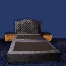 Sleep Center Queen Size Fabric Complete Bed Set - WFL-SCBED178x60 (Beige)