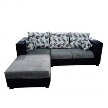 Winter Sectional Sofa - WFL-WINTER-50-S - Black And Grey Base And Floral Back Cushions