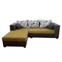 Winter Sectional Sofa - WFL-WINTER-53-S - Dark brown And Yellow Base And Floral Back Cushions